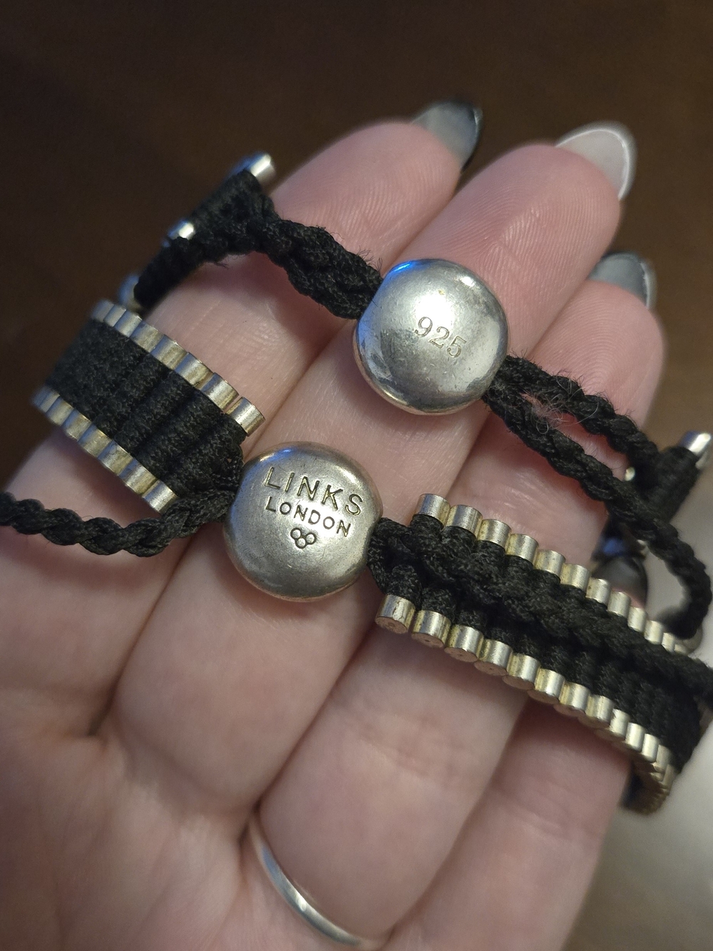 Links of London Black Cord Silver Accent Bracelet